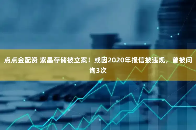 点点金配资 紫晶存储被立案！或因2020年报信披违规，曾被问询3次