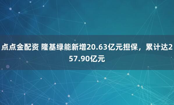 点点金配资 隆基绿能新增20.63亿元担保，累计达257.90亿元